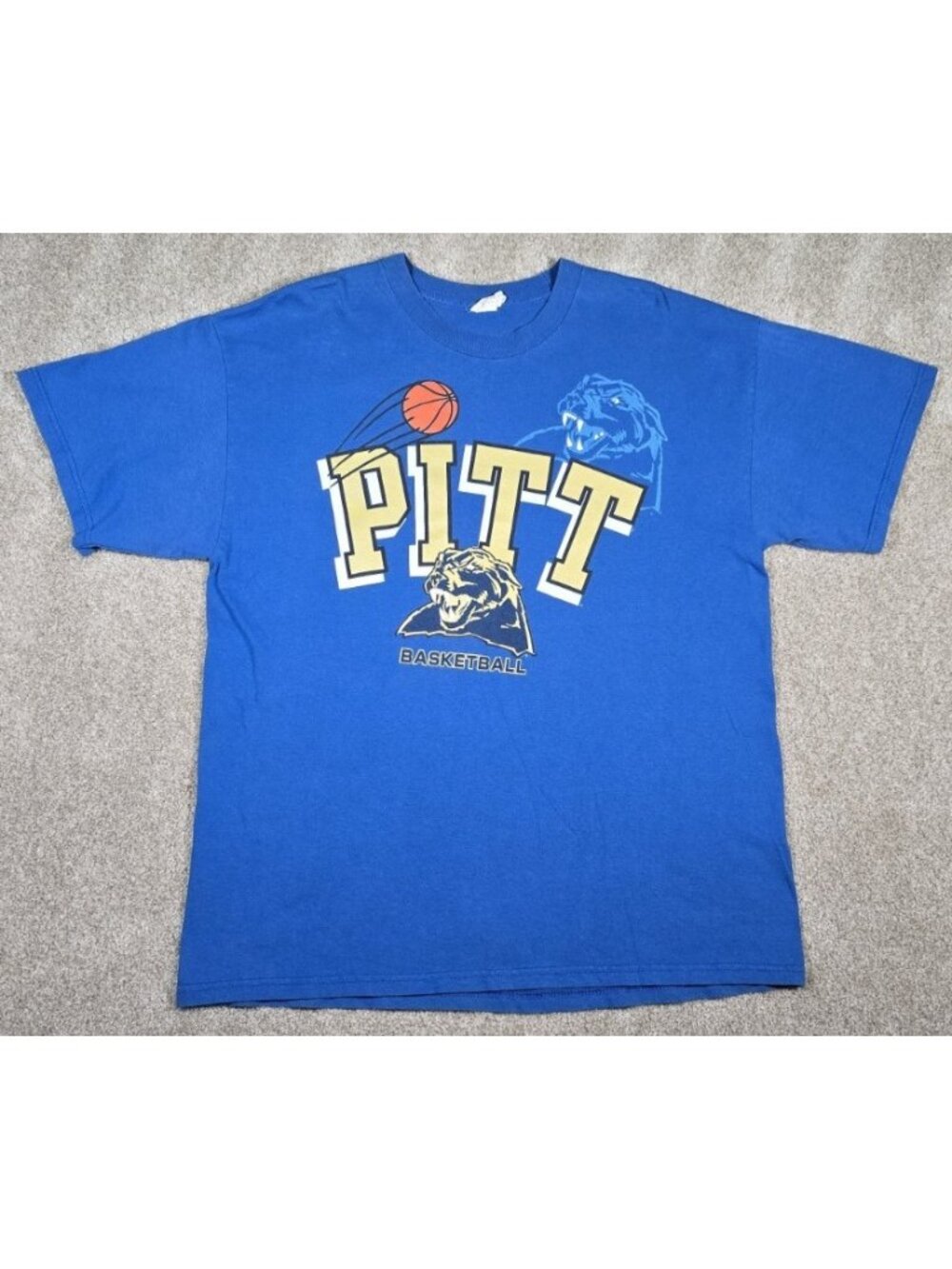 Pitt Panthers Basketball Vtg NCAA Short Sleeve Blue Graphic Tee Shirt Men's XL